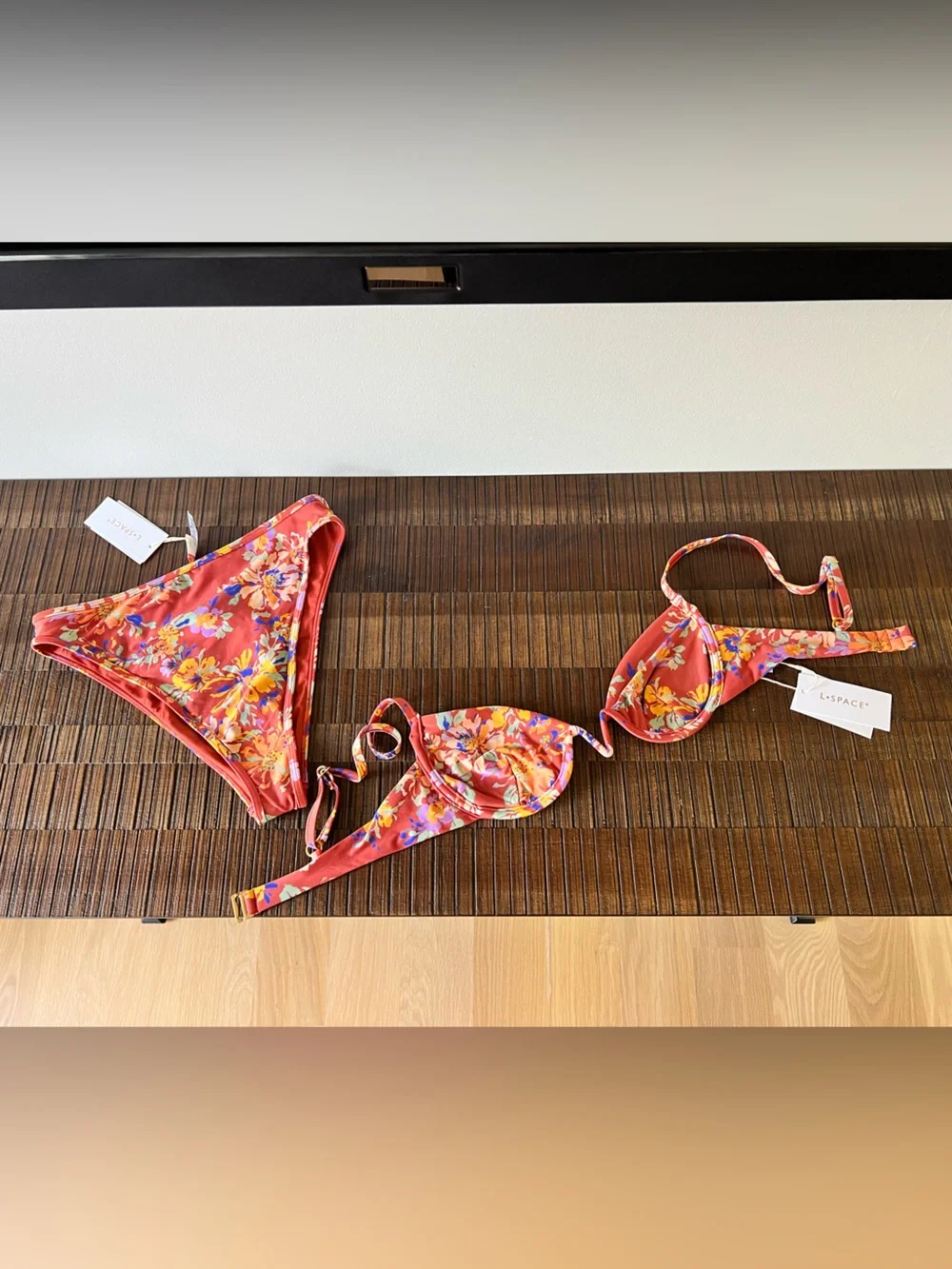 L*Space Floral Bikini Set NWT Coral/Pink Le Botanique